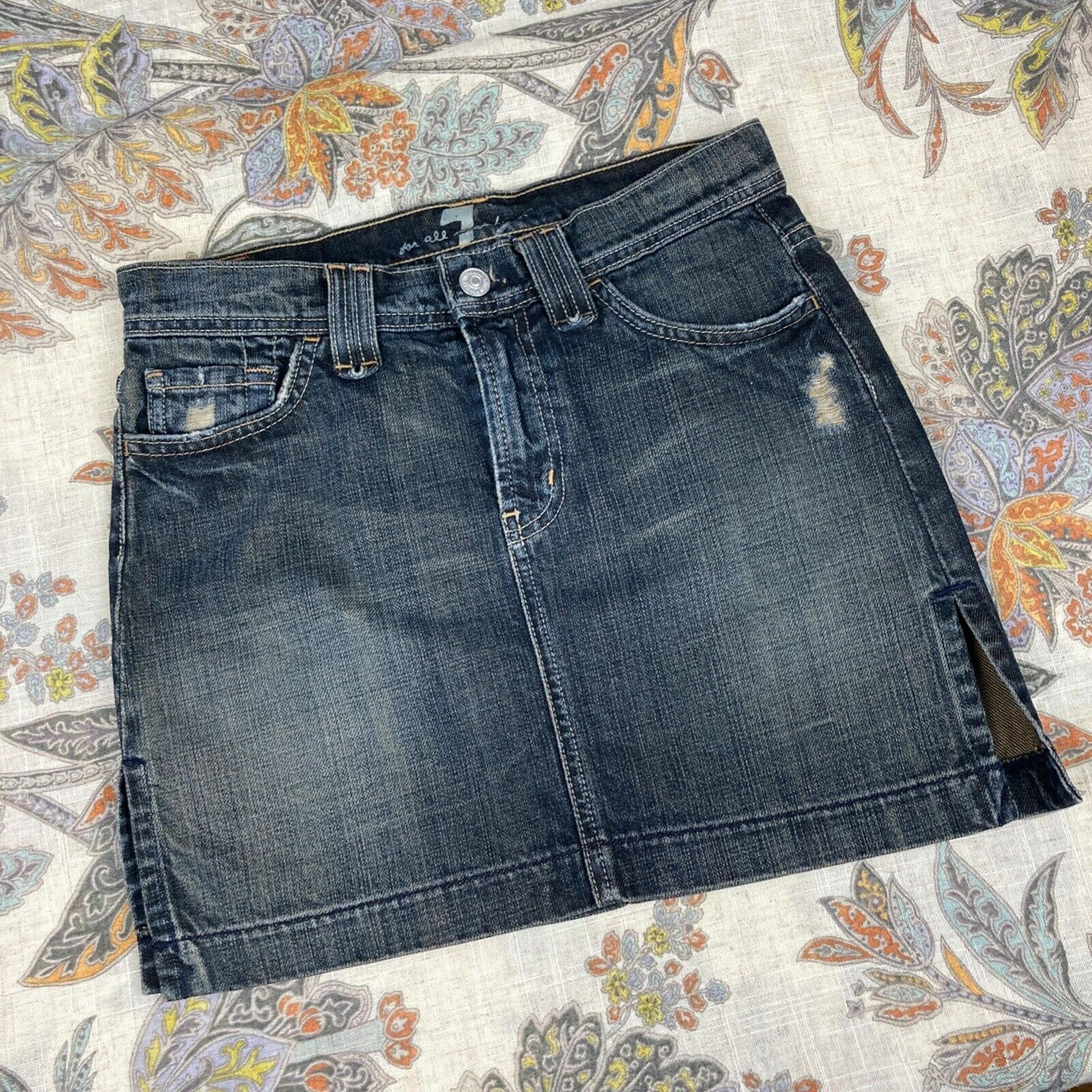 7 For All Mankind Rocker Women's Distressed Denim Mini Skirt Size 25