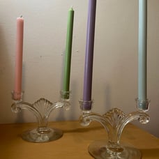 vintage MCM glass candle holders