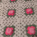 Crocheted Granny Square Pink Roses Afghan 68x50