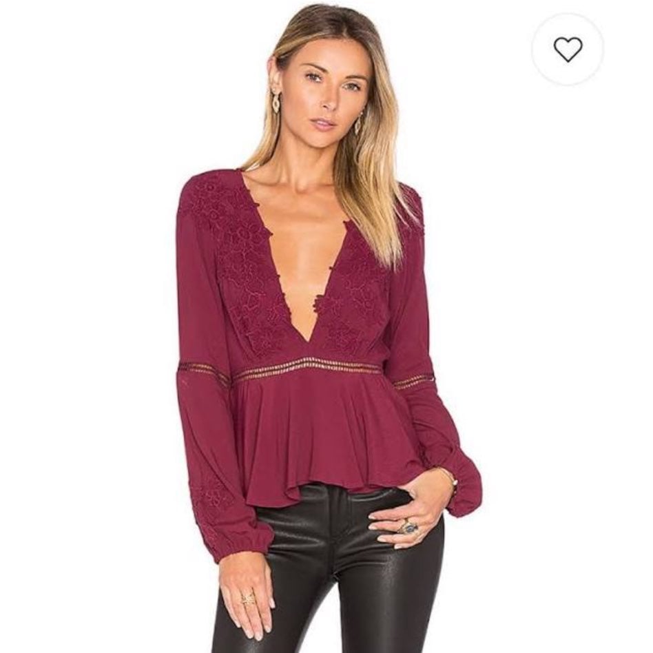 For Love and Lemons Wine Burgundy Blouse