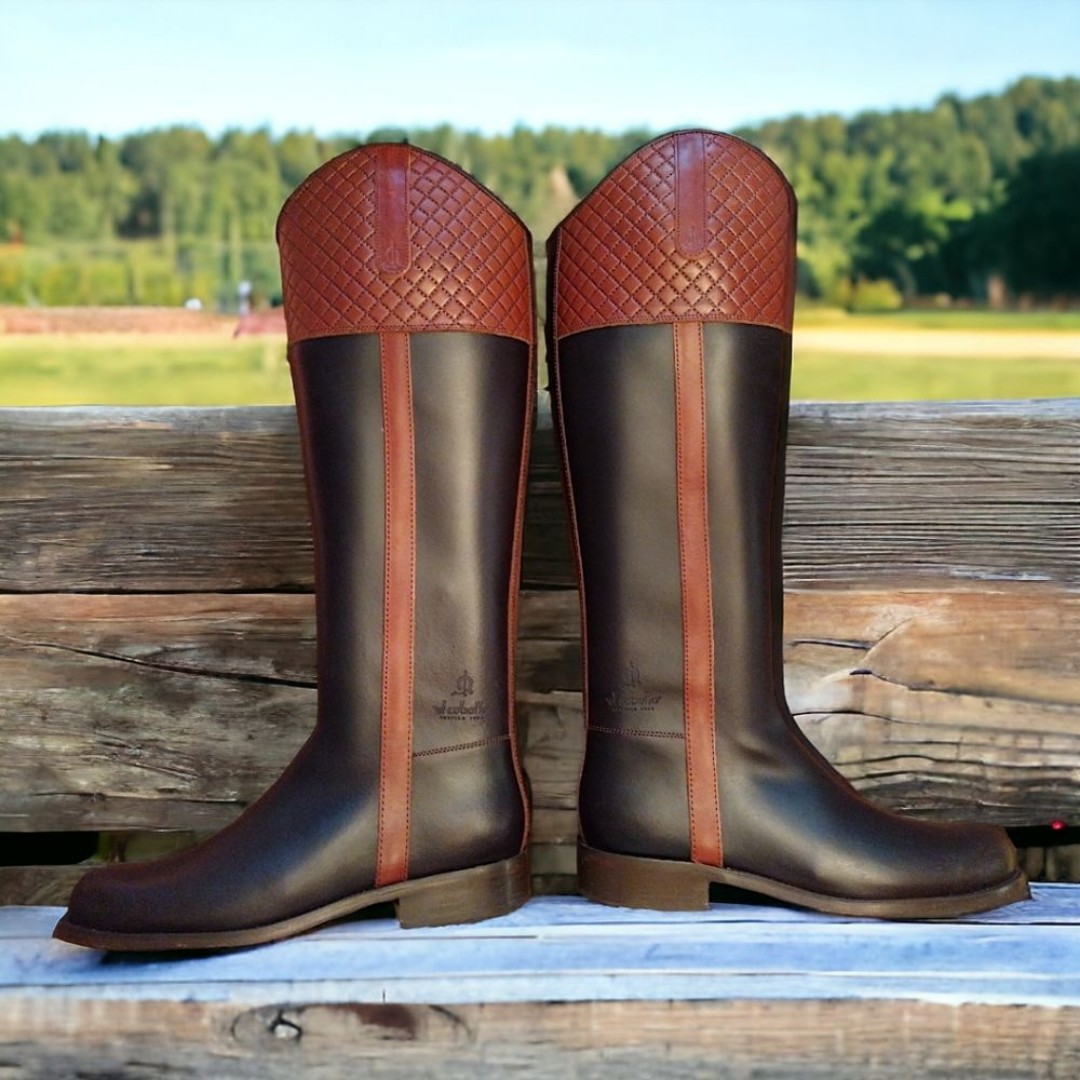 El Caballo Sevilla 1892 Leather Riding Boots, Size US 7.5 / EU38 Brown/Tan/Black