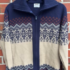 Vintage Montgomery Ward 1970’s Acrylic Full Zip Multicolored Medium Sweater Z3