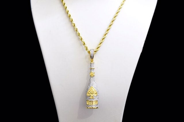 14k Gold Diamond Ace Of Spades Bottle