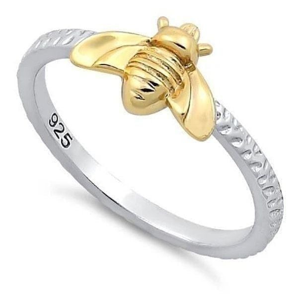 Sterling Silver Bee Two Toned Ring Size 7 New