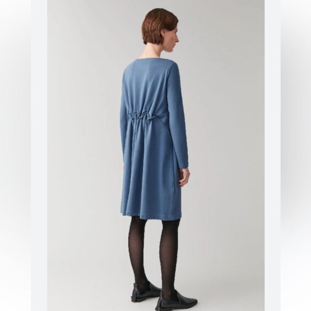 COS midi elastic waist dress in blue size Medium