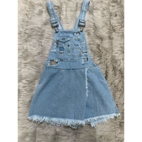 NWT LF CARMAR Safety-pin Distressed Overalls Skort Small