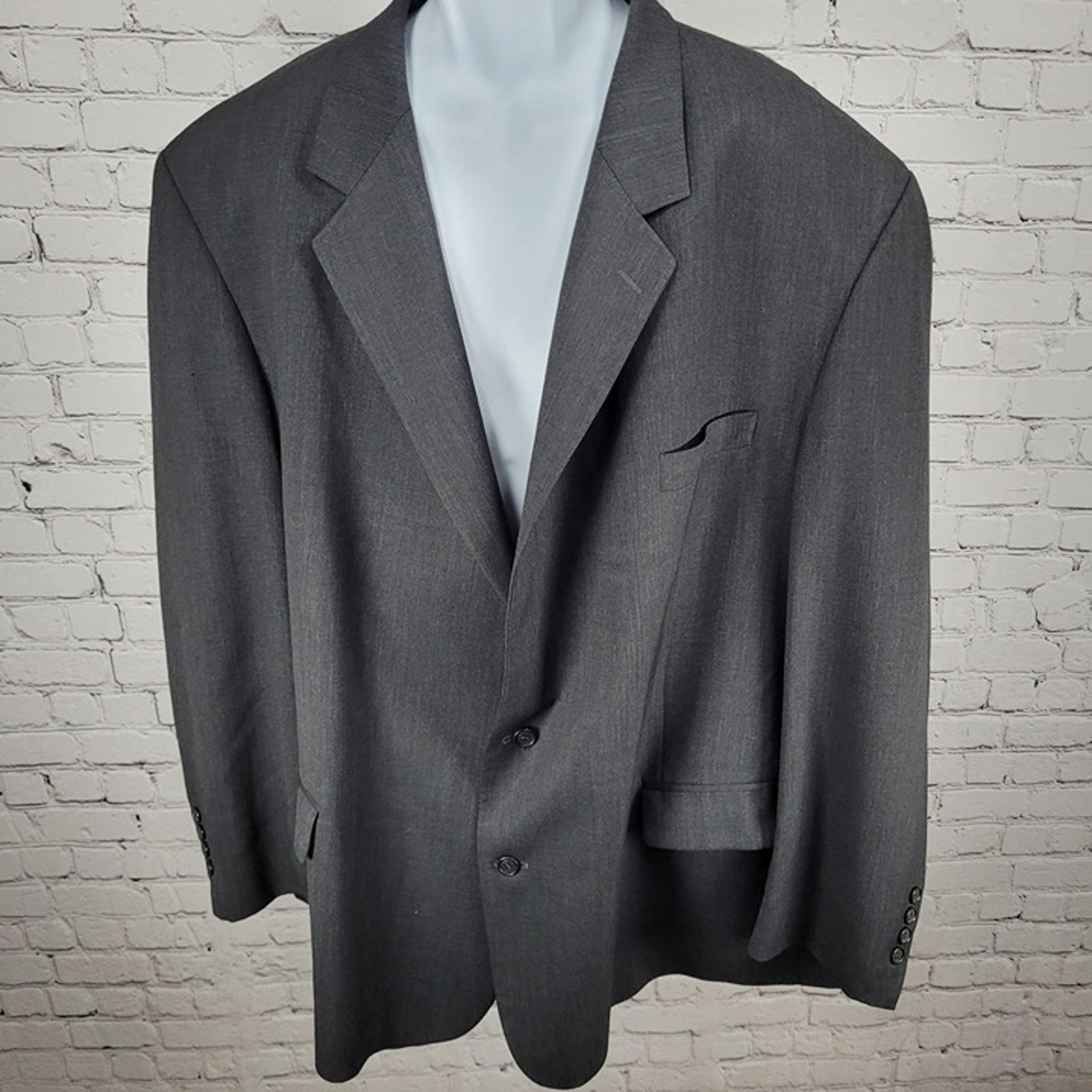 John Weitz Grey Wool Blend Signature Collection 2 Button Blazer Coat Size 56R