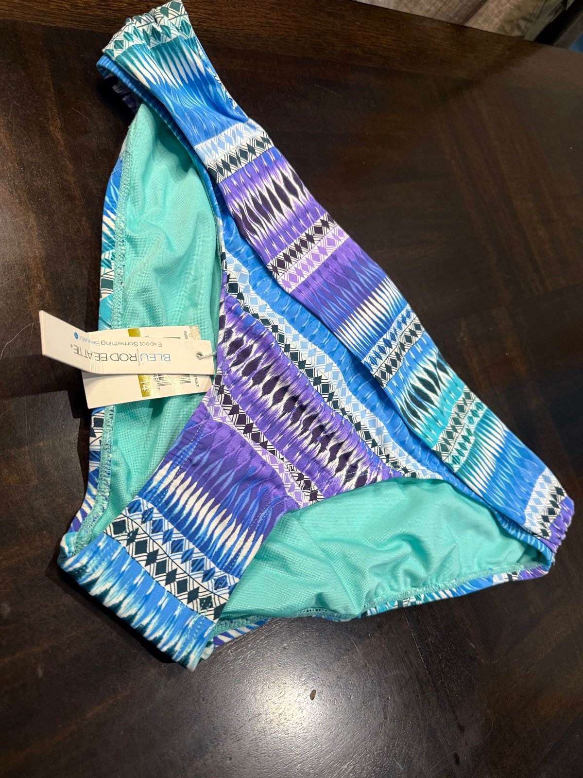 Bleu Rod Beattie Blue and Purple Geometric Bikini Size 14 Brand New with Tag Div