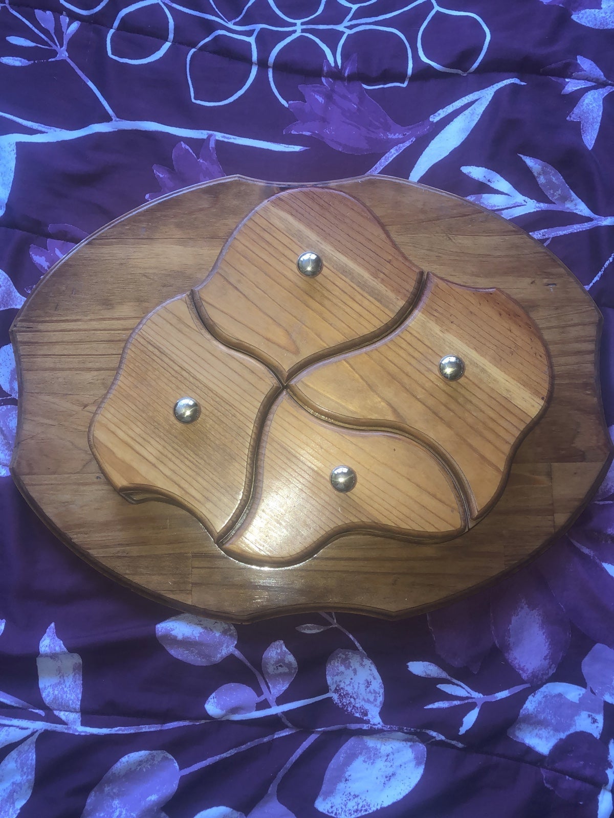 Wood Puzzle Jewelry Trinket Storage Case Box Felt-Lined Hand Crafted
