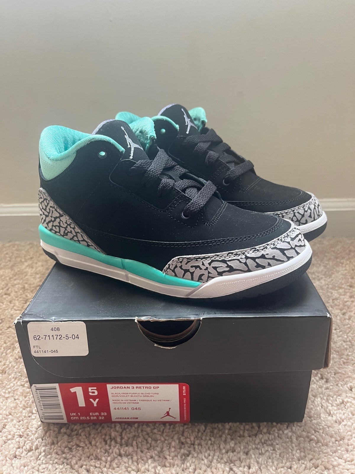 Nike Air Jordan 3 Retro GP sz 1.5Y