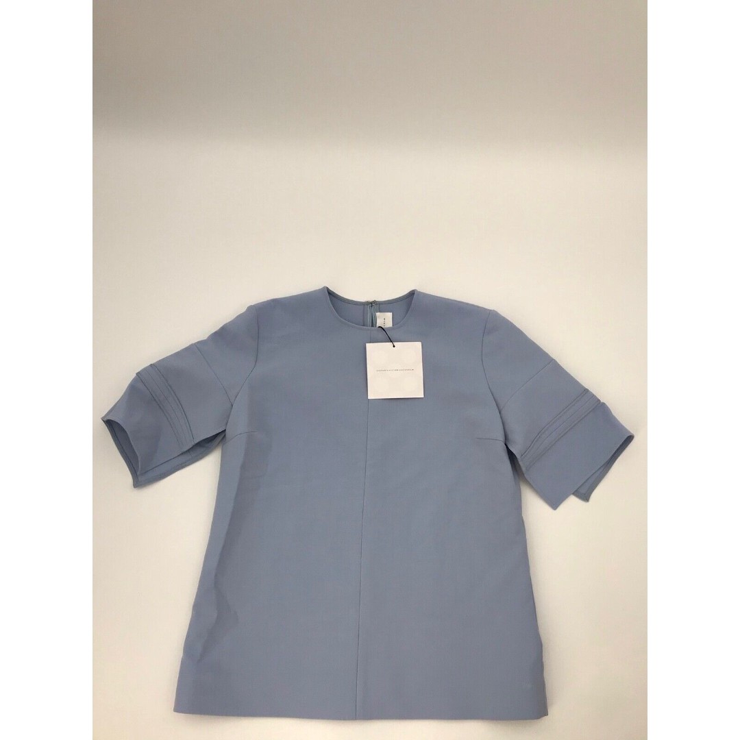 Victoria Beckham Sponge Wool Blend Blouse in Skye Blue size 0