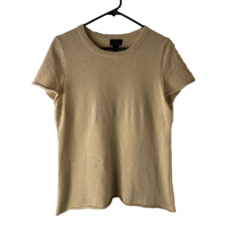 J. Crew Collection Womens Large Italian Cashmere Soft Short Sleeve Sweater Brown