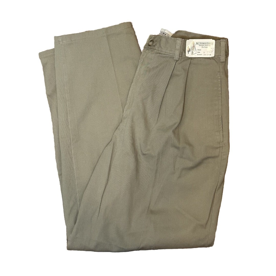 NEW J Peterman Company Khaki Pants Size 10 x28 L Pleated Twill 100% Cotton USA