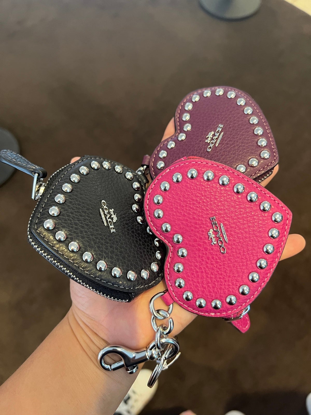 Coach Heart Pouch With Rivets