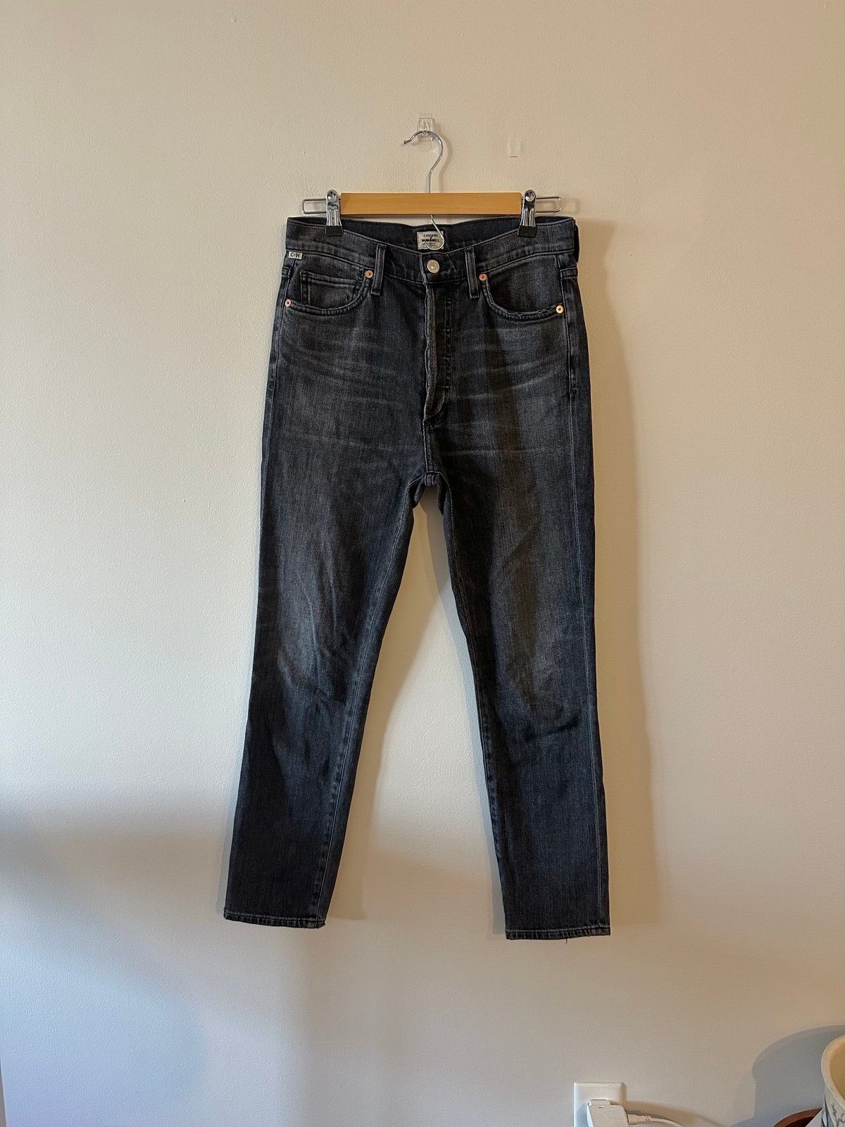 Citizens Of Humanity Olivia High Rise Slim Ankle Wren Black Gray Faded 27