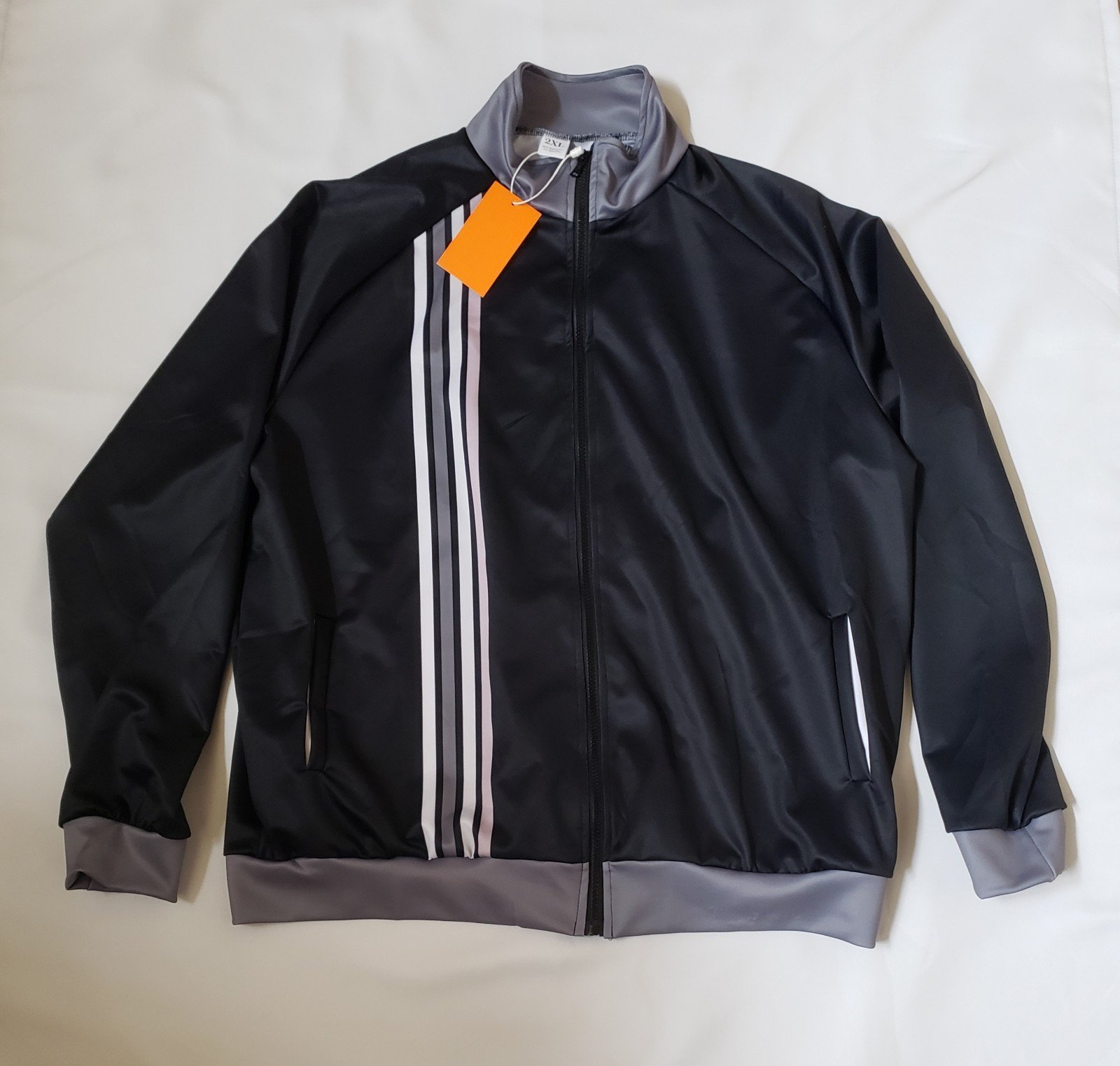 CognitiveShift Men's Active Track Jacket, Black, Stripes