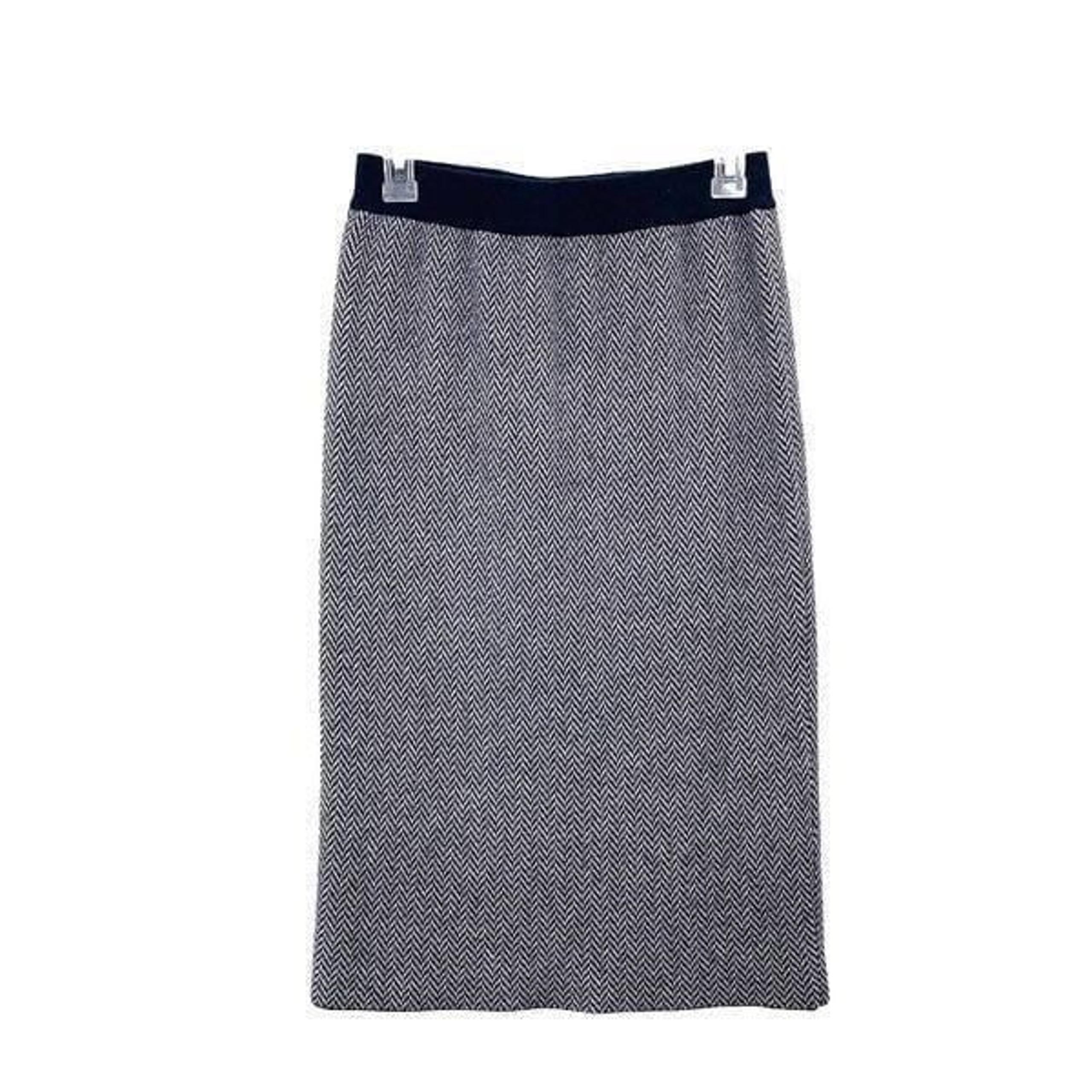 PURE Collection wool cashmere knit pencil skirt Sz S navy blue gray