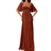 AW BRIDAL 12 L Burnt Orange Eleonora Velvet Prom Bridesmaid Maxi Dress NEW B143