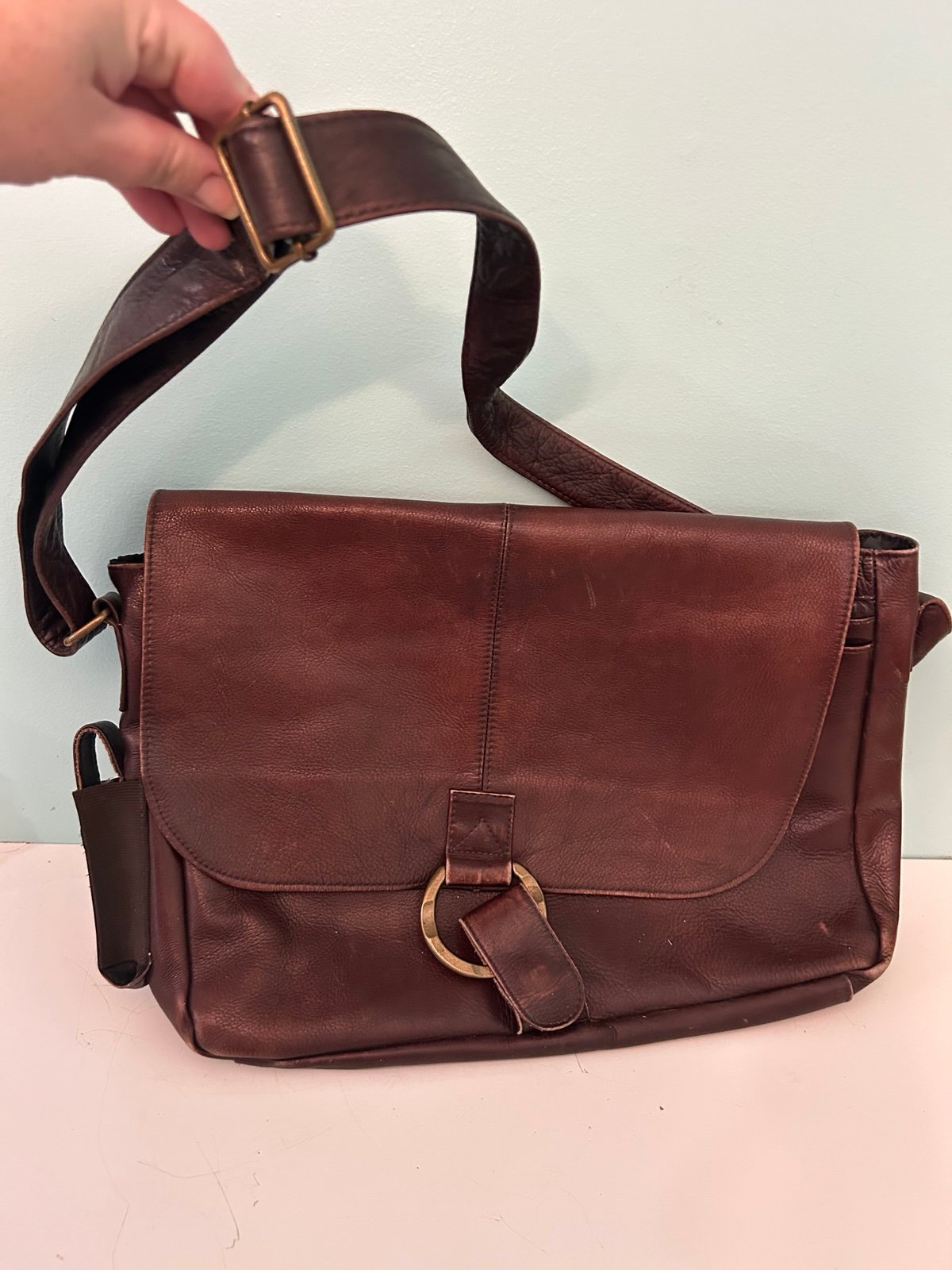 Vintage Wilson Leather Distressed Brown Laptop Bag Messenger Bag Briefcase