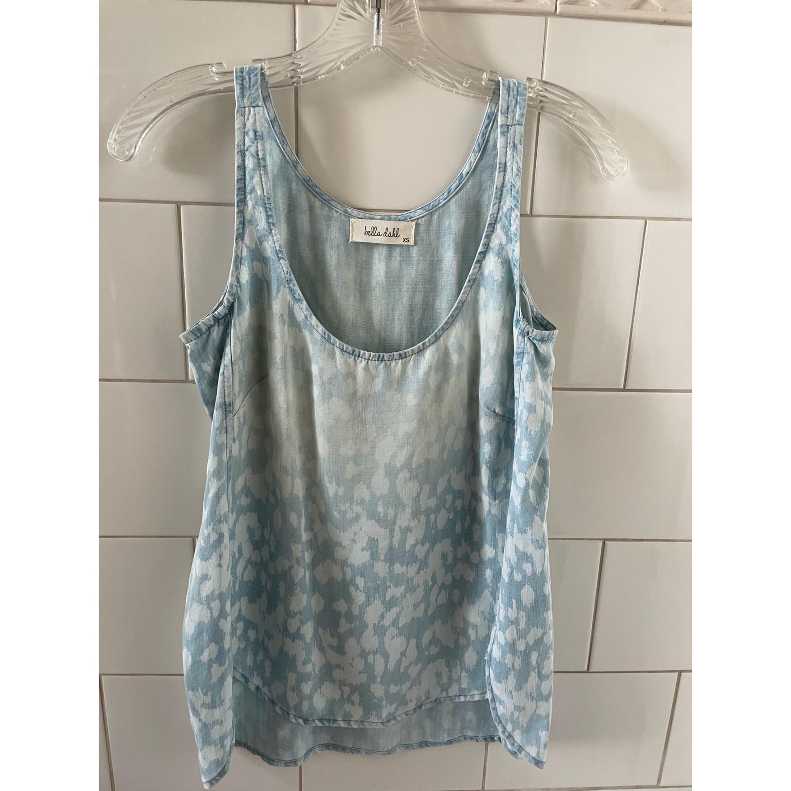 Bella  Dahl Chambray Blue Leopard Spotted Tank Top Shirt Size XS