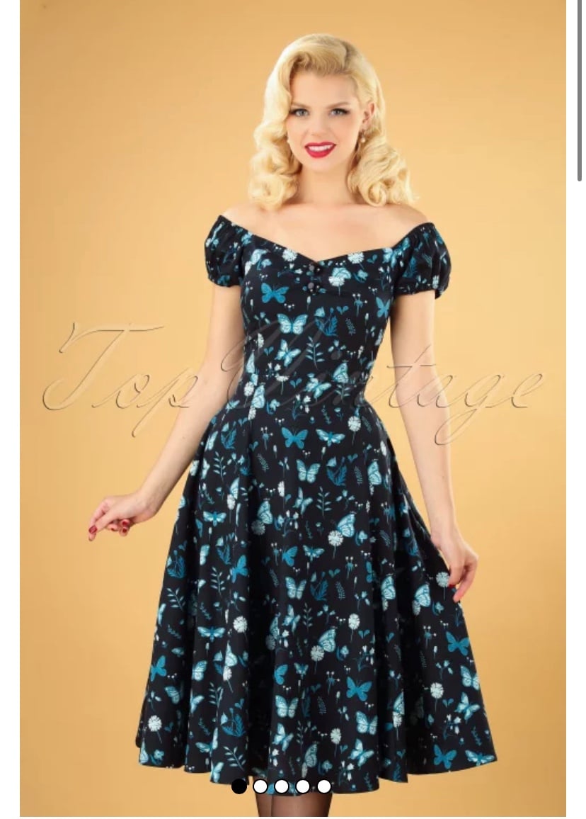 Collectif Dolores 1950s Dress in Midnight Butterfly