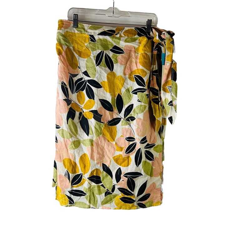 New Rachel Zoe Linen Floral Wrap Skirt Womens XL