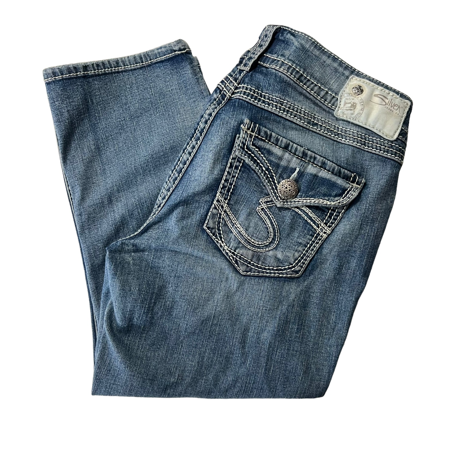 Silver Jeans Co Suki Surplus Capri Women's Blue Stretch Denim Size 29