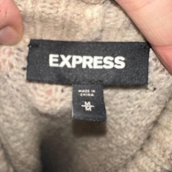 Express cozy cowl neck oatmeal heathered M oversized sweater