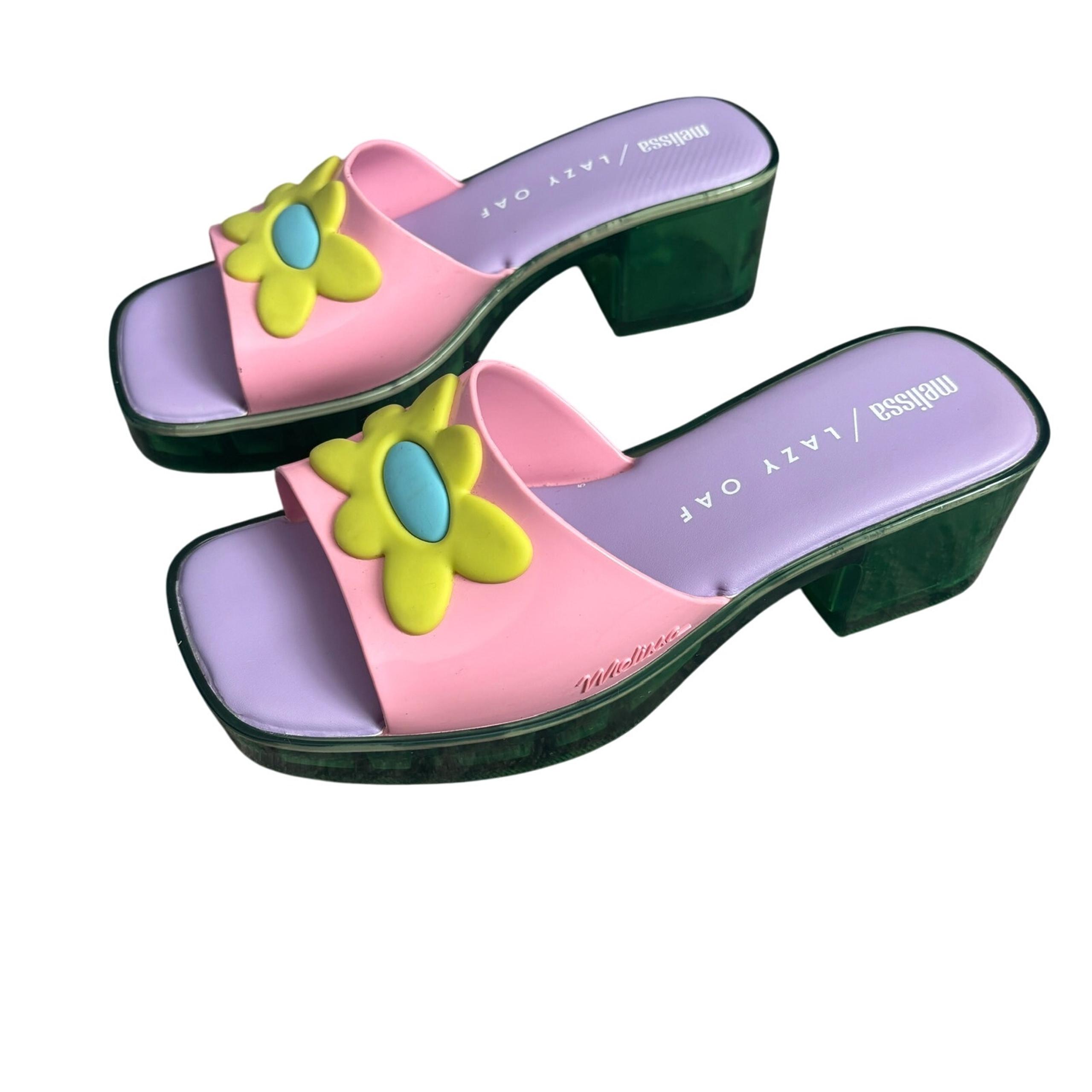 Melissa Lazy Oaf Sandal Open Toe Platform Pink Jelly Flower- Sz 6