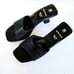 Vintage Bruno Magli Y2K Square Toe Black Monogram Logo Open Toe Sandal Mule 8