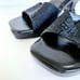 Vintage Bruno Magli Y2K Square Toe Black Monogram Logo Open Toe Sandal Mule 8