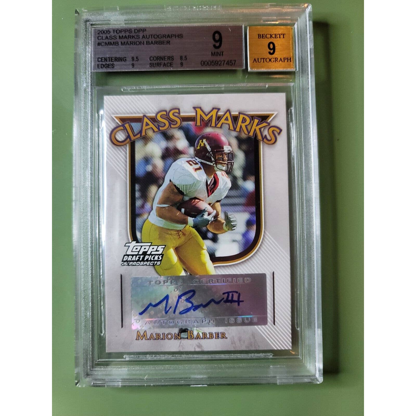 MARION BARBER 2005 TOPPS DPP CLASS MARKS AUTO RC BGS 9.0 AU 9 COWBOYS