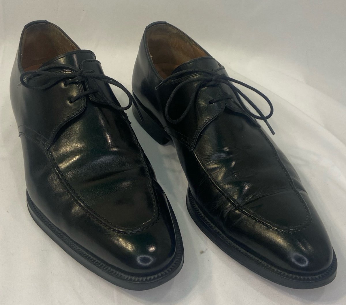 Magnanni Oxford Dress Shoes Black Leather Apron Toe SPAIN Mens Size US 91/2