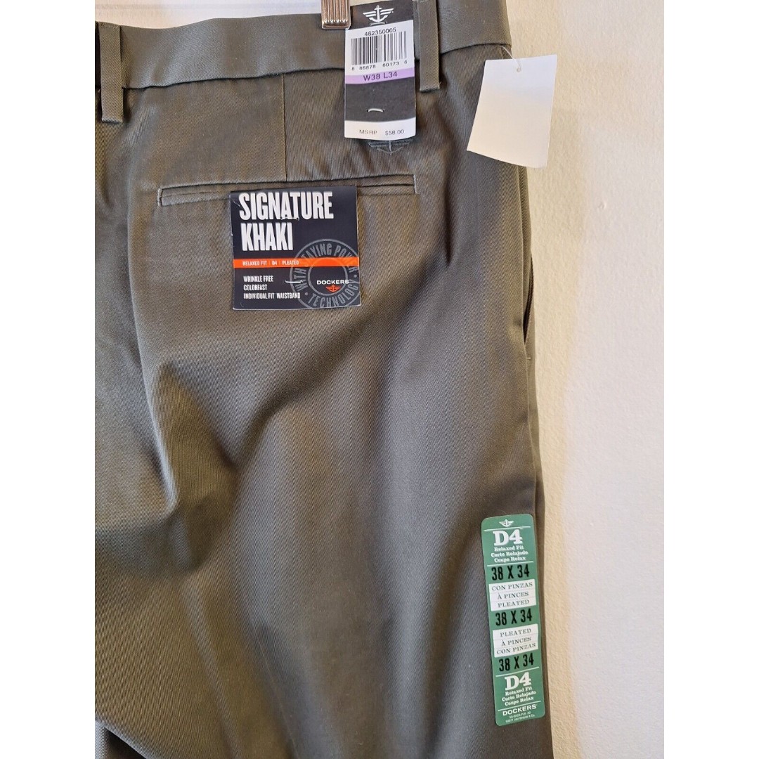 Dockers Signature Khaki D4 Pants Men's Sz 38x34 Green