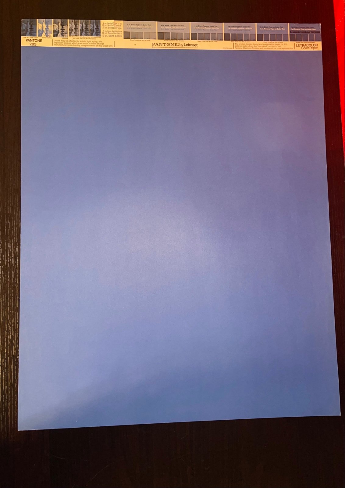 Vintage Pantone by Letraset • Letracolor Color Paper 285 • 26”x20” *RARE*