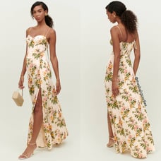 REFORMATION Melita Dress Floral Side Slit Maxi
