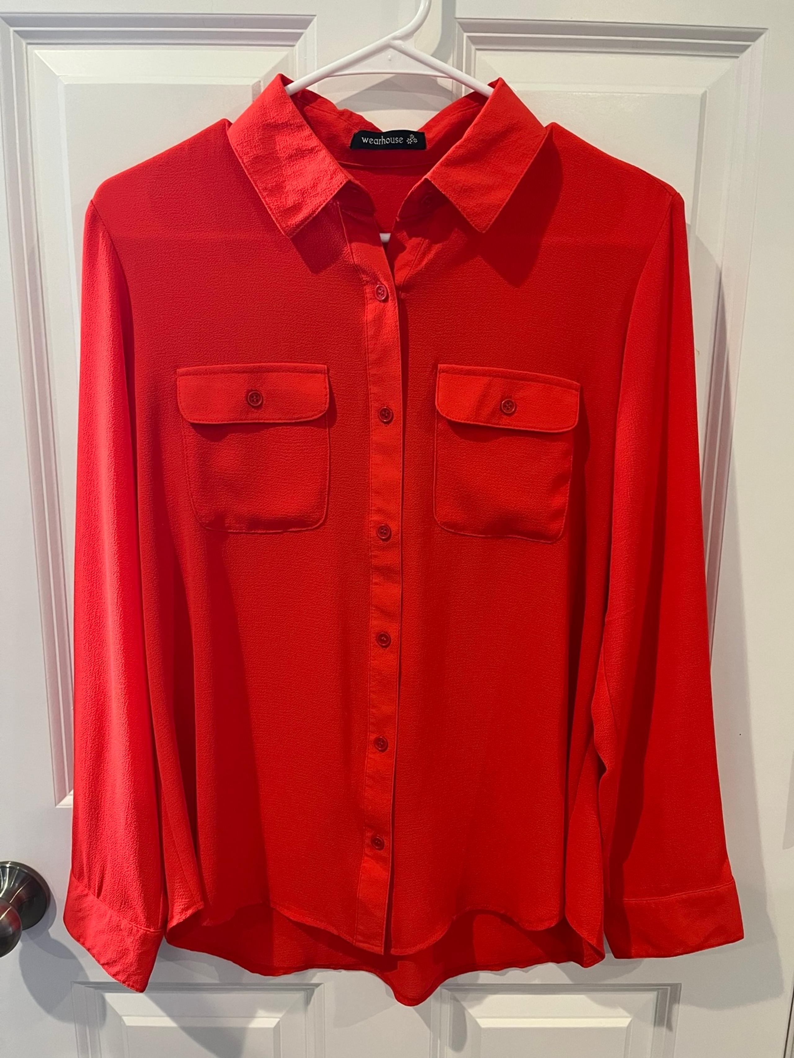Warehouse Red Button Down Blouse Size Large