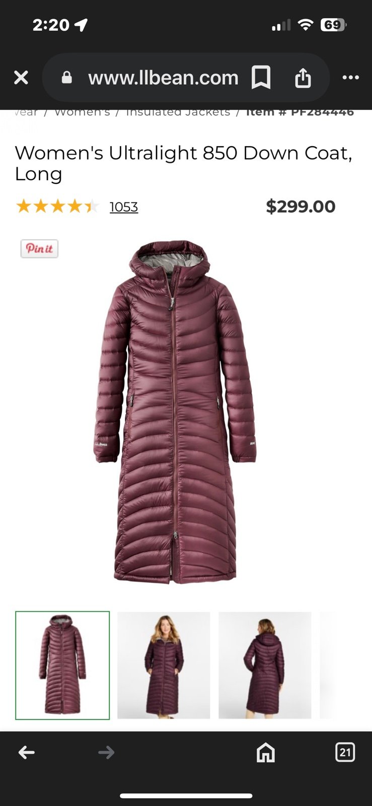 L.L. Bean down jacket