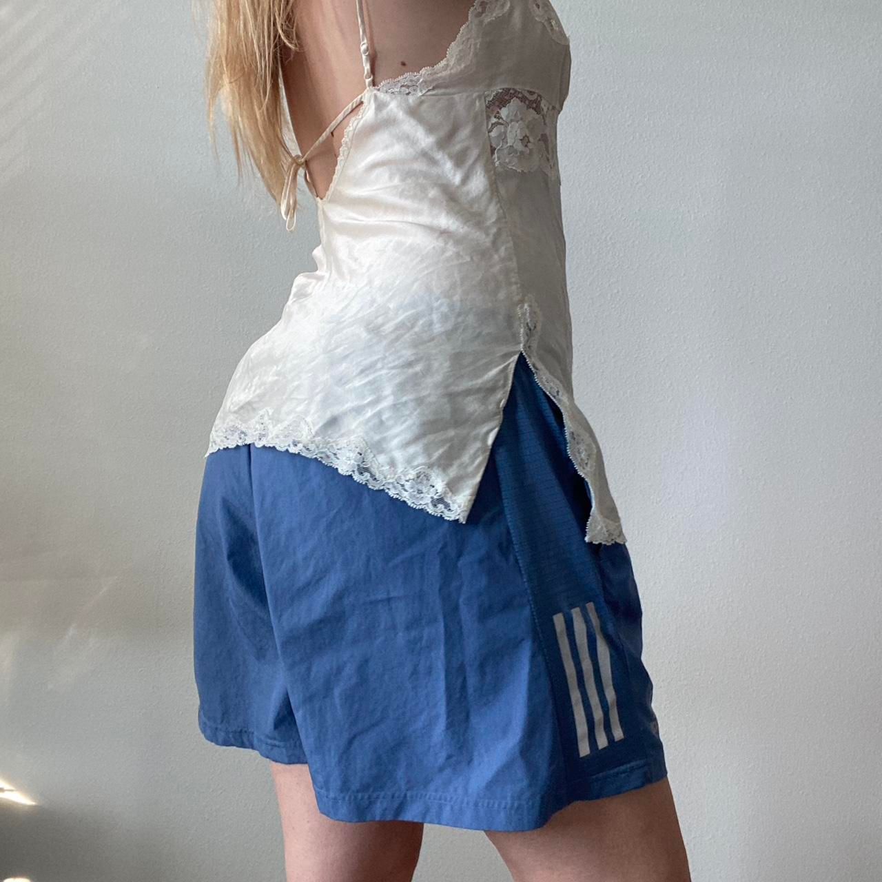 Adidas Women's Blue and Silver Shorts