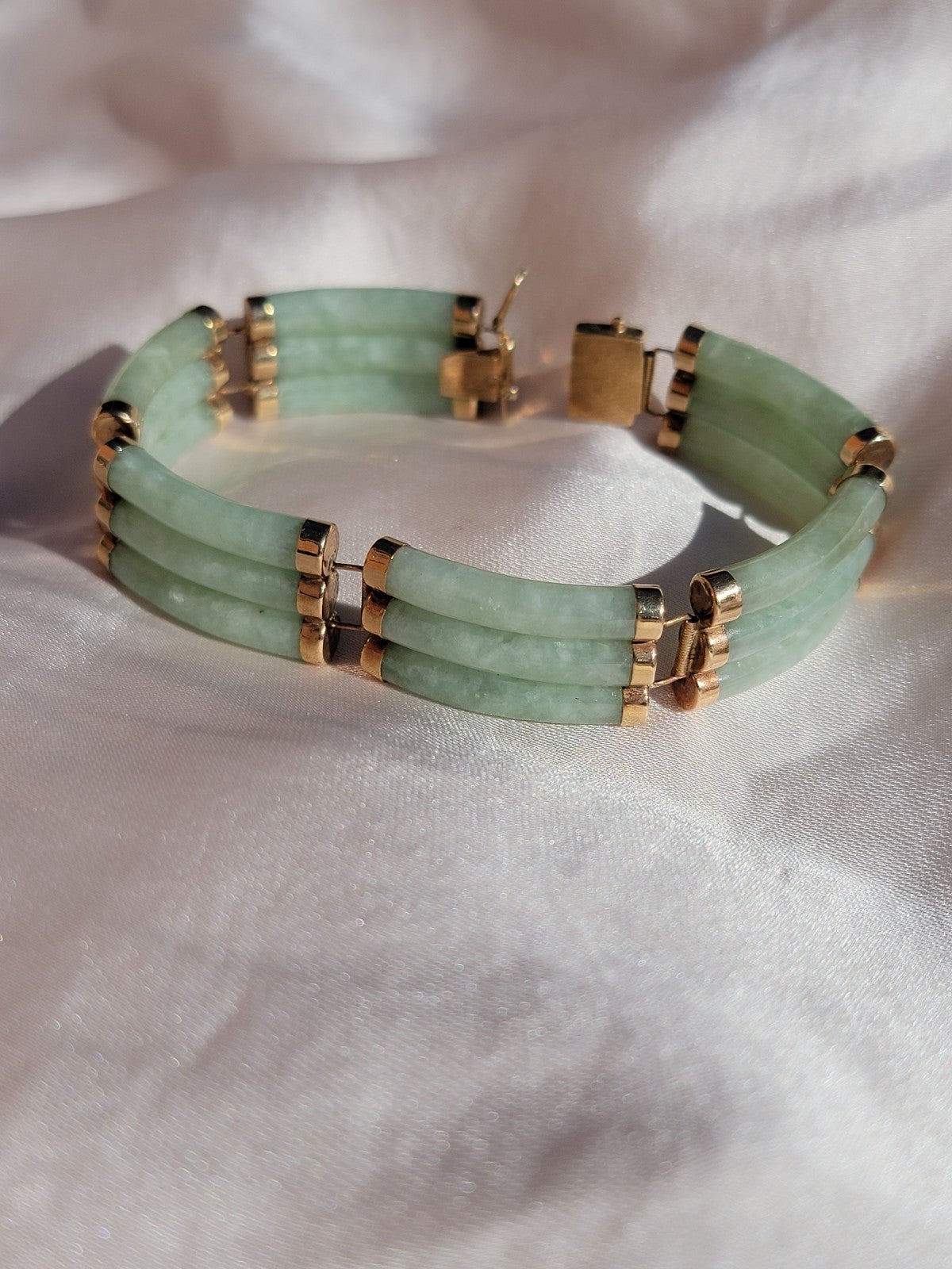 Triple Row 14k Jade Bracelet