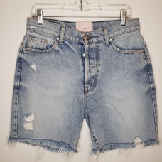 Revice Denim Distressed Raw Hem High Rise Denim Shorts Size 30