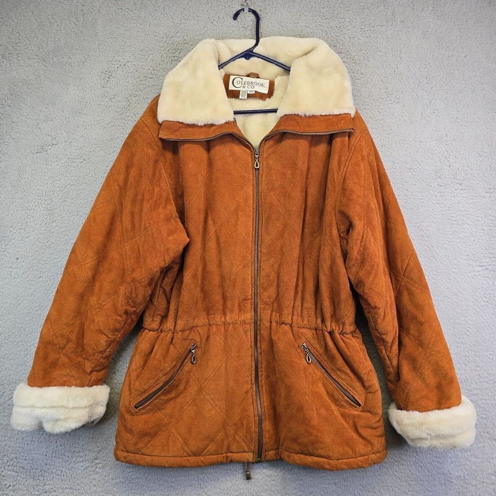 Vintage Colebrooke Suede Coat Womens M Rustic Western Fur Trim Penny Lane Jacket