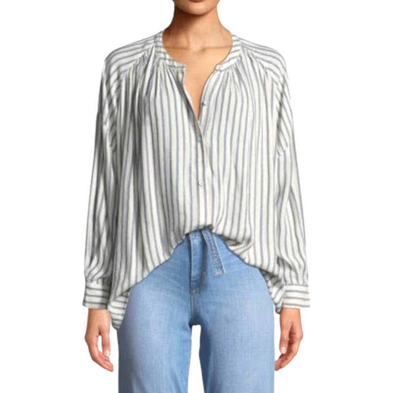 Splendid Women’s Off White Striped Button Down High-low Painters Blouse Size XS