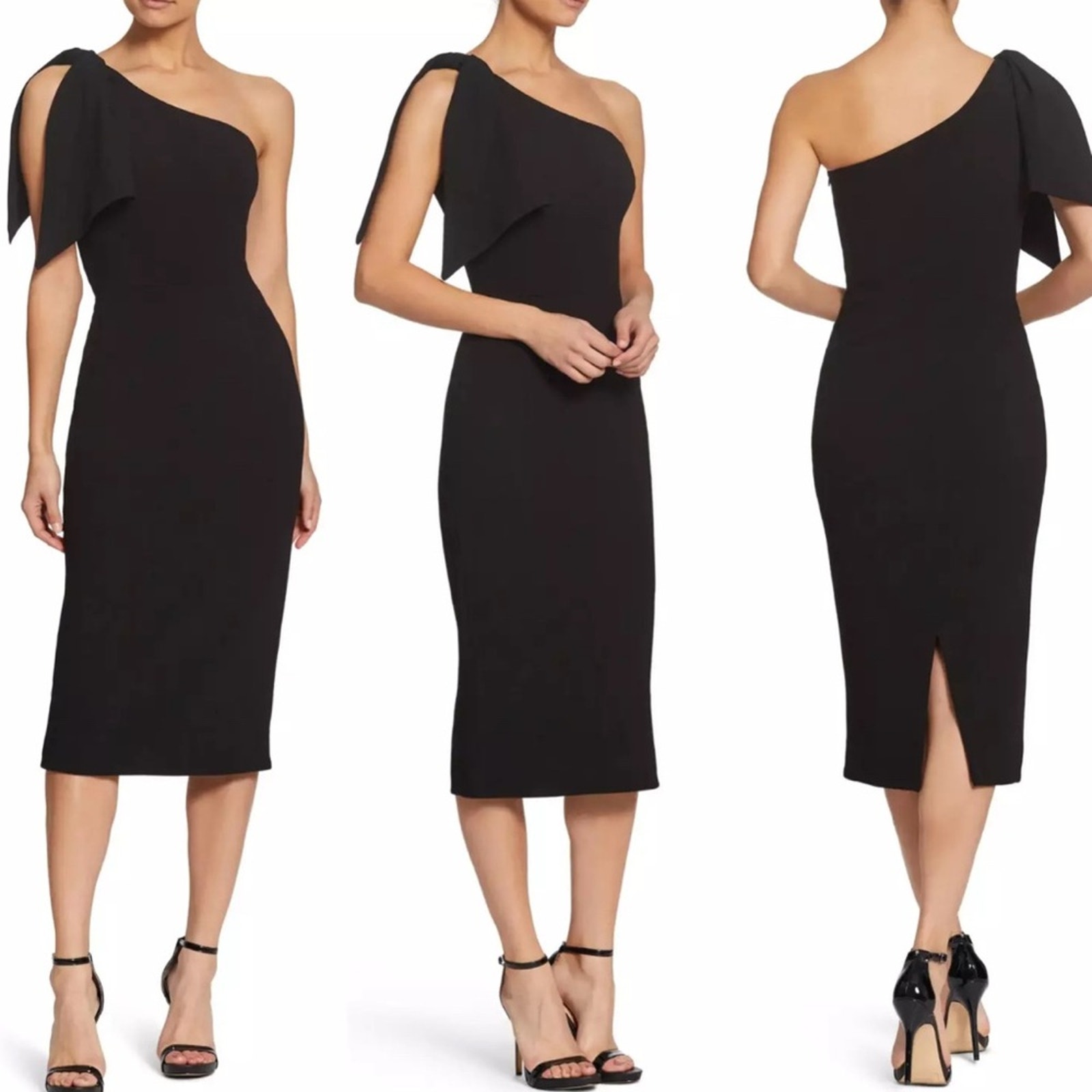 Dress The Population Tiffany One-Shoulder Midi Dress Black Size Large Elegant