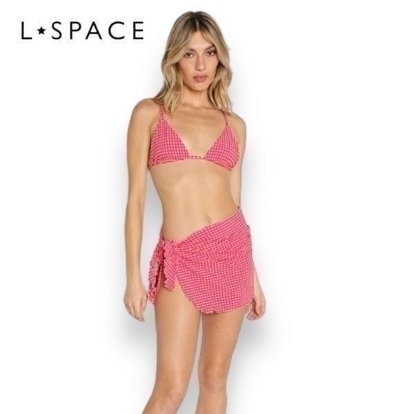 L Space Cher Paro My Girl Gingham Wrap Women’s Size M / L Medium Large Pink