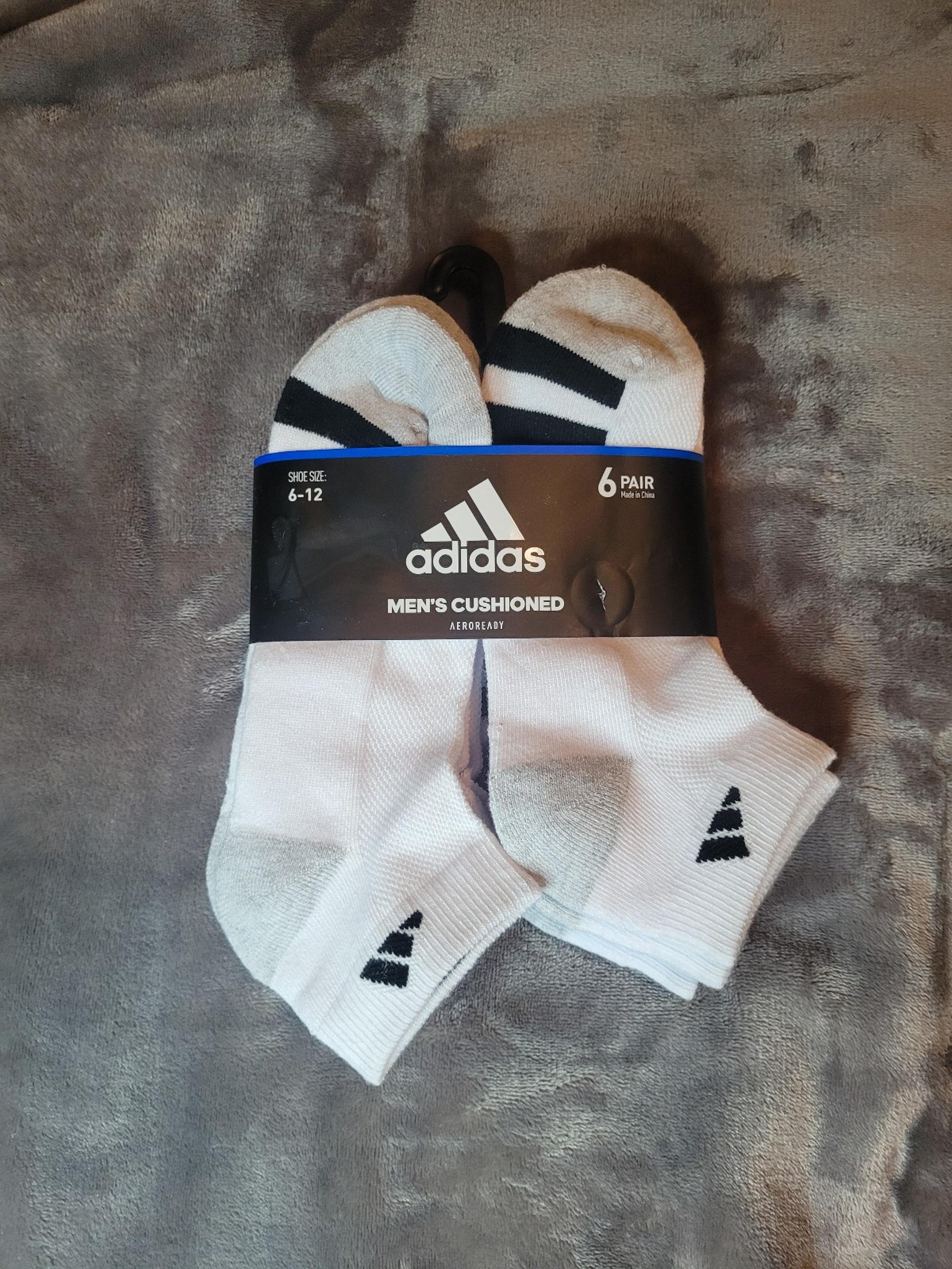 Adidas 6 Pair Mens Sz 6-12 Logo Cushioned AEROREADY Quarter White Durable Socks