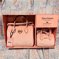 New Pink Juicy Couture Barrel Bag Gift Set of 2 Satchels Purse Velour MSRP 108