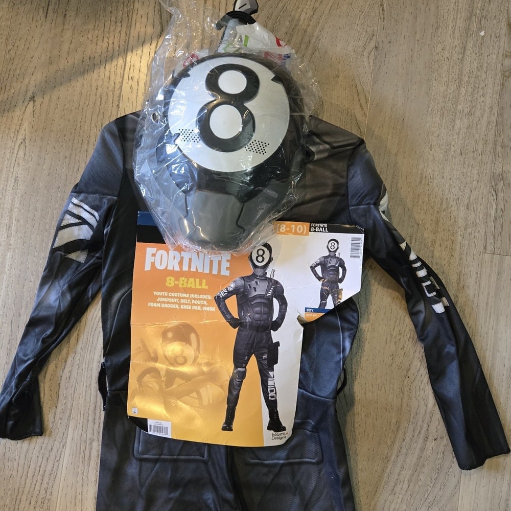 FortNite 8-Ball Costume Cosplay Halloween Inspirit Youth Boys Size M. 8-10