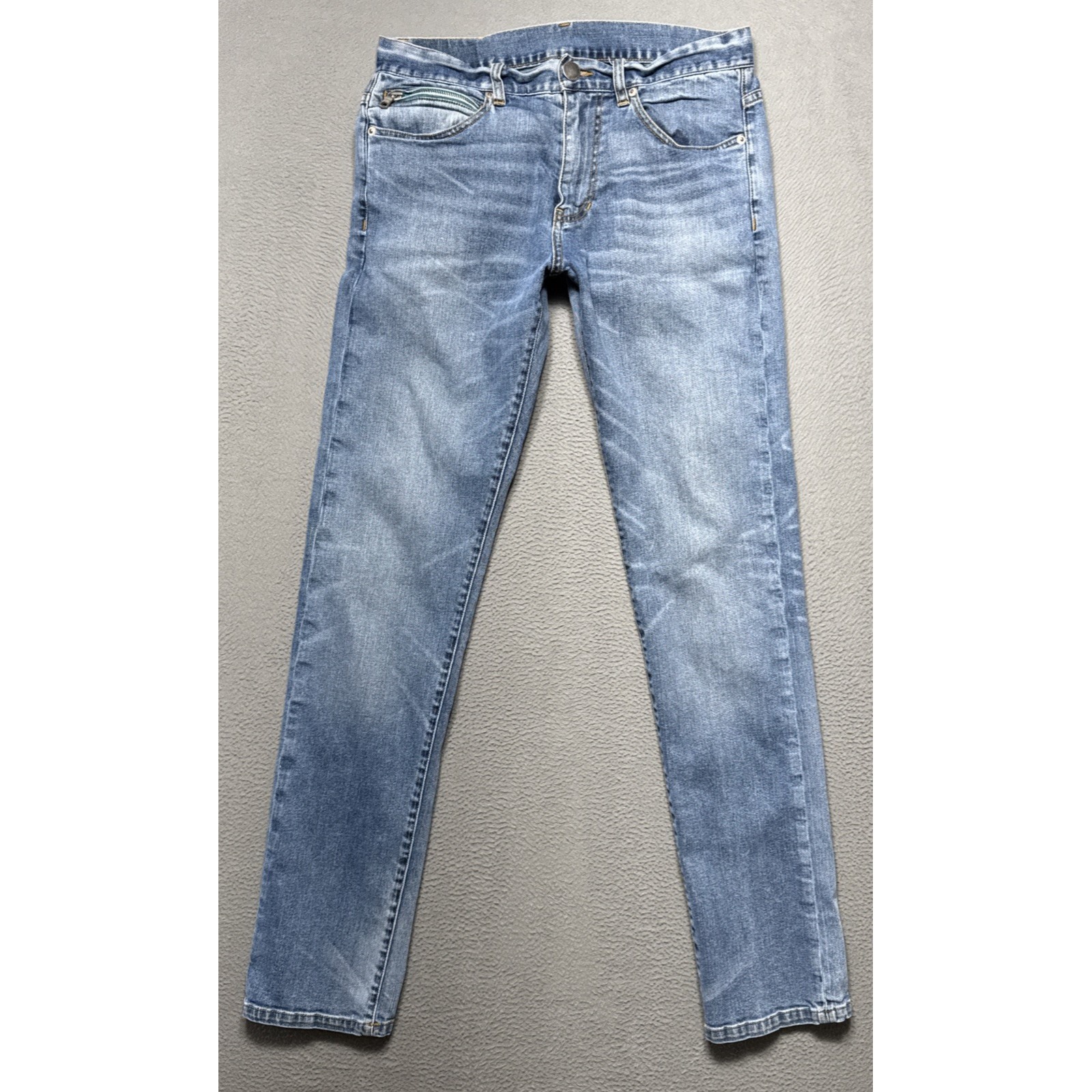 Armani Exchange J66 Jeans Sz 32 (30x32) Blue Slim Distressed Faded Whisker Denim