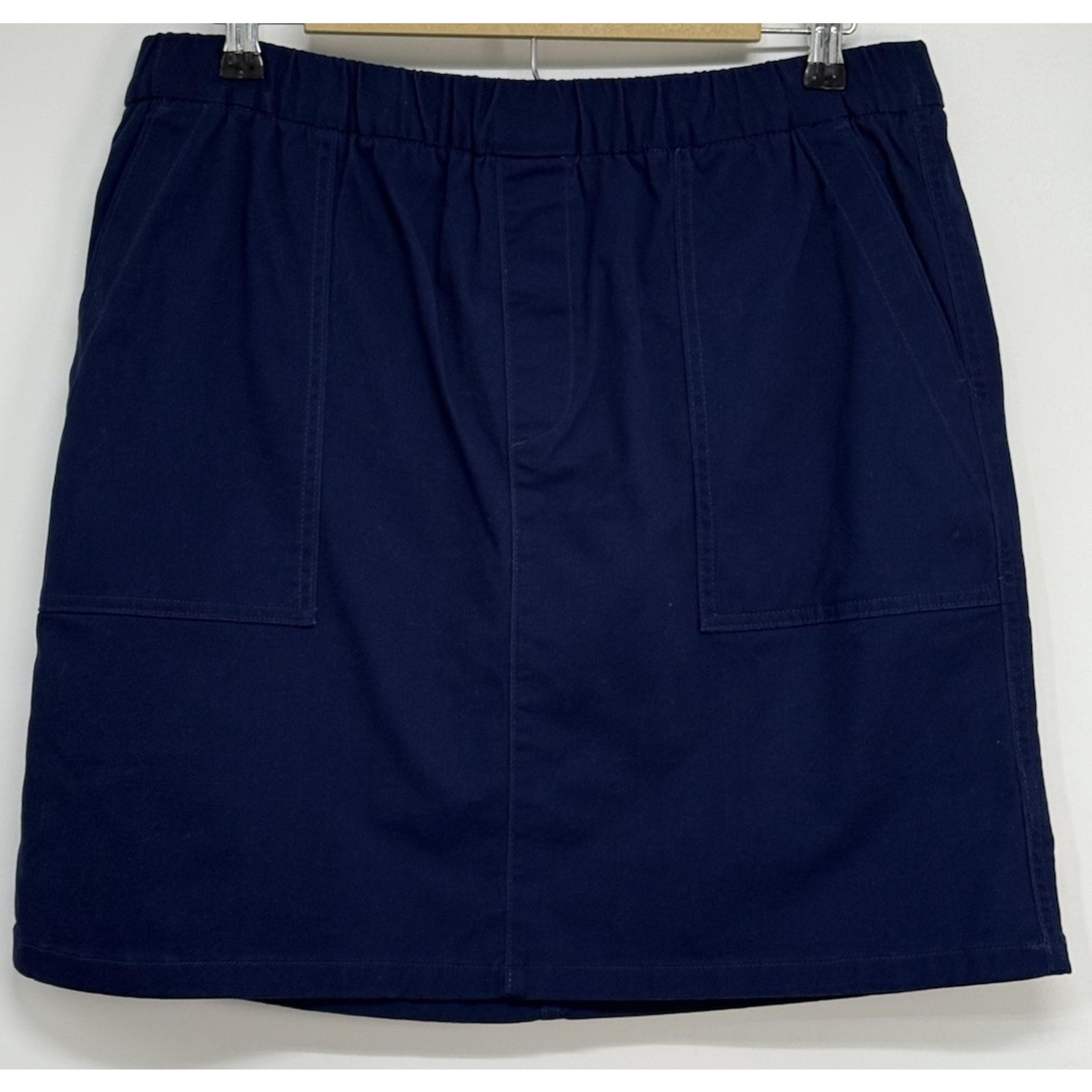 Lands’ End Navy Pocket Skirt Size 12 | Stretch Cotton Blend Mini Pull-On Skirts
